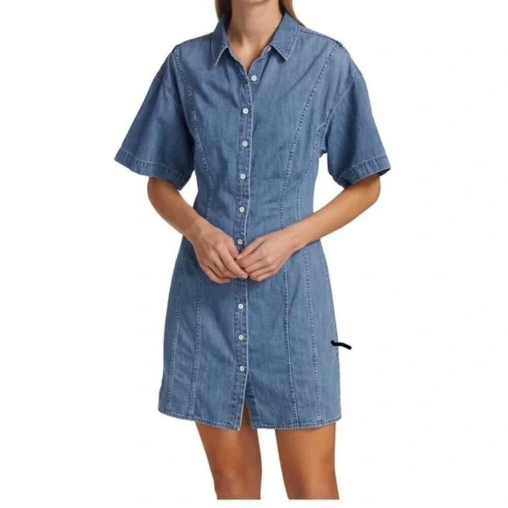Frame Panelled Denim Dress Large - Picture 10 of 10